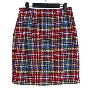 LizWear Multicolor Plaid Wool Blend Short Pencil Skirt 10
